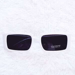 Aaron White Rectangular Sunglasses